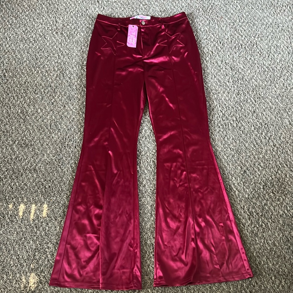 Southern Fried Chics silky flare pants
